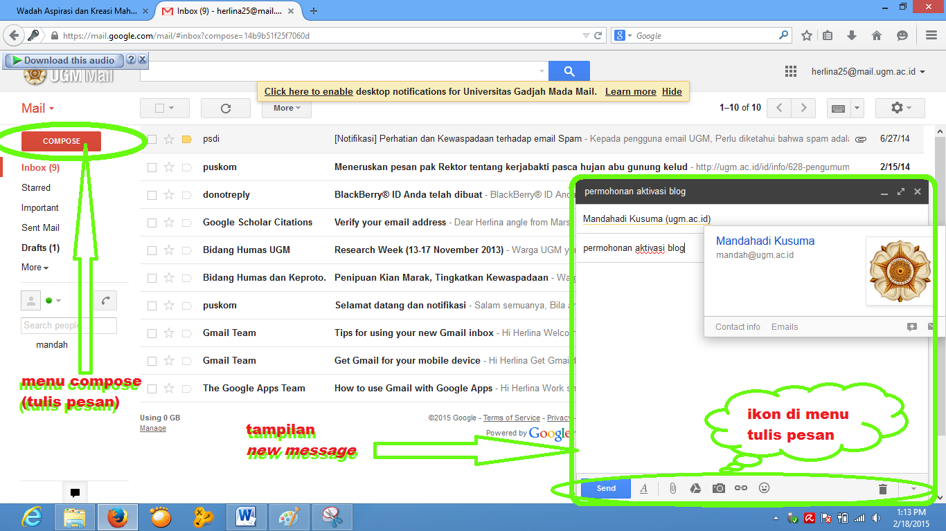 REKMED Jarkom Tugas 02 Tutorial Menggunakan Email UGM Pada Gmail